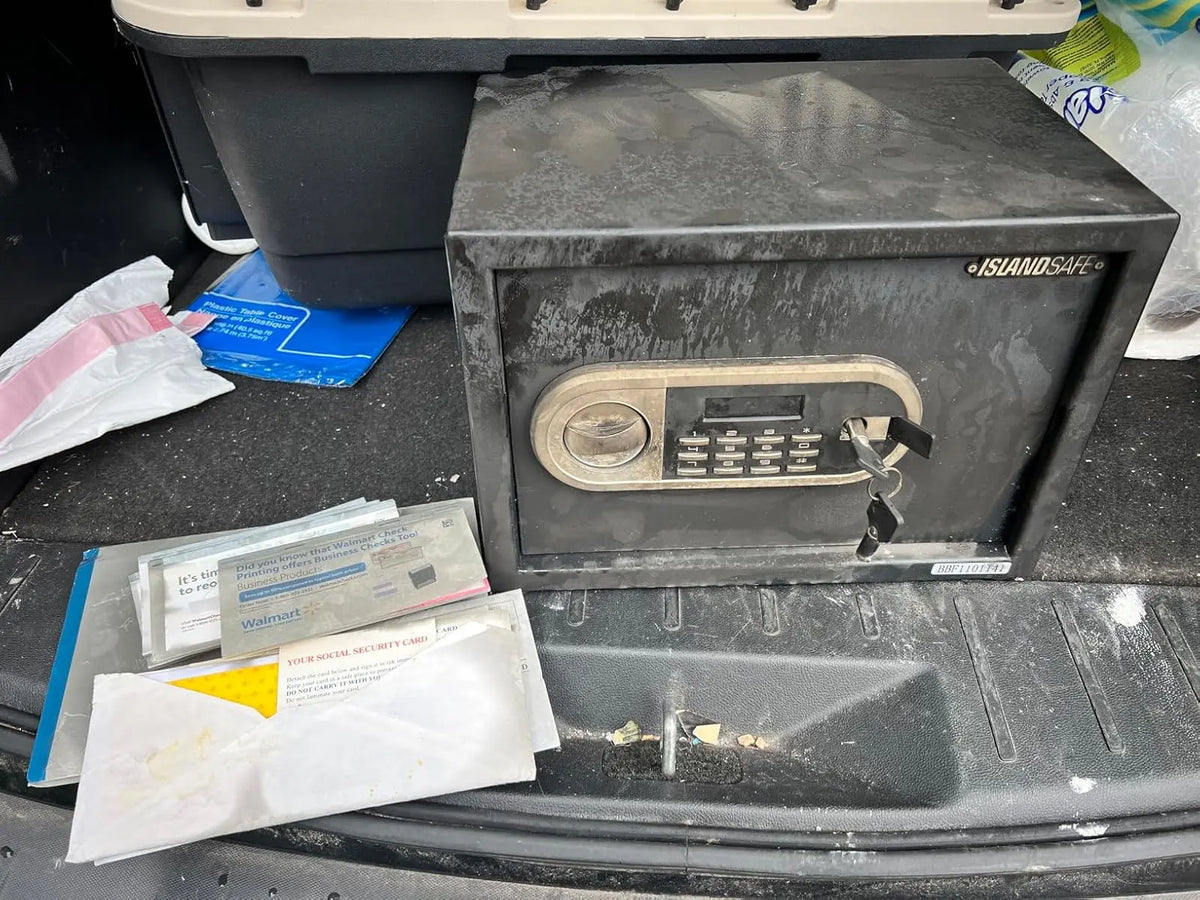 Fireproof safe protecting important valuables during house fire emergency